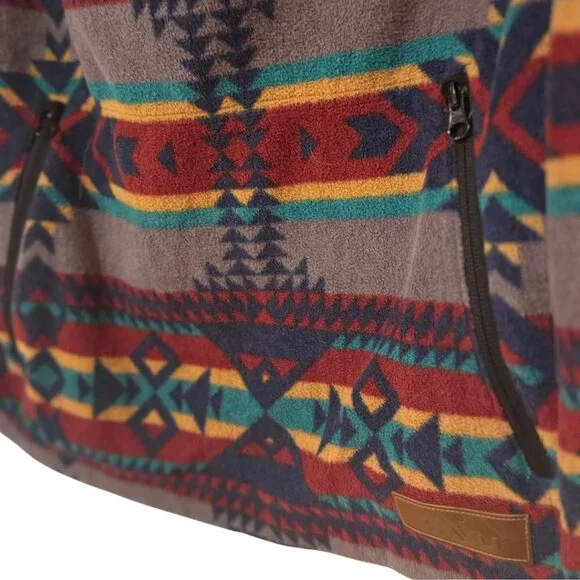 KAVU Multi Color, Overlook Fleece Poncho — Geometric Print, Size M - Picture 5 of 5